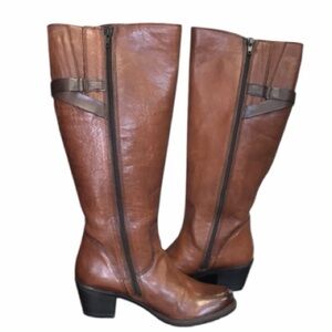 CLARKS Maymie Stellar Brown Leather Boots Size 8